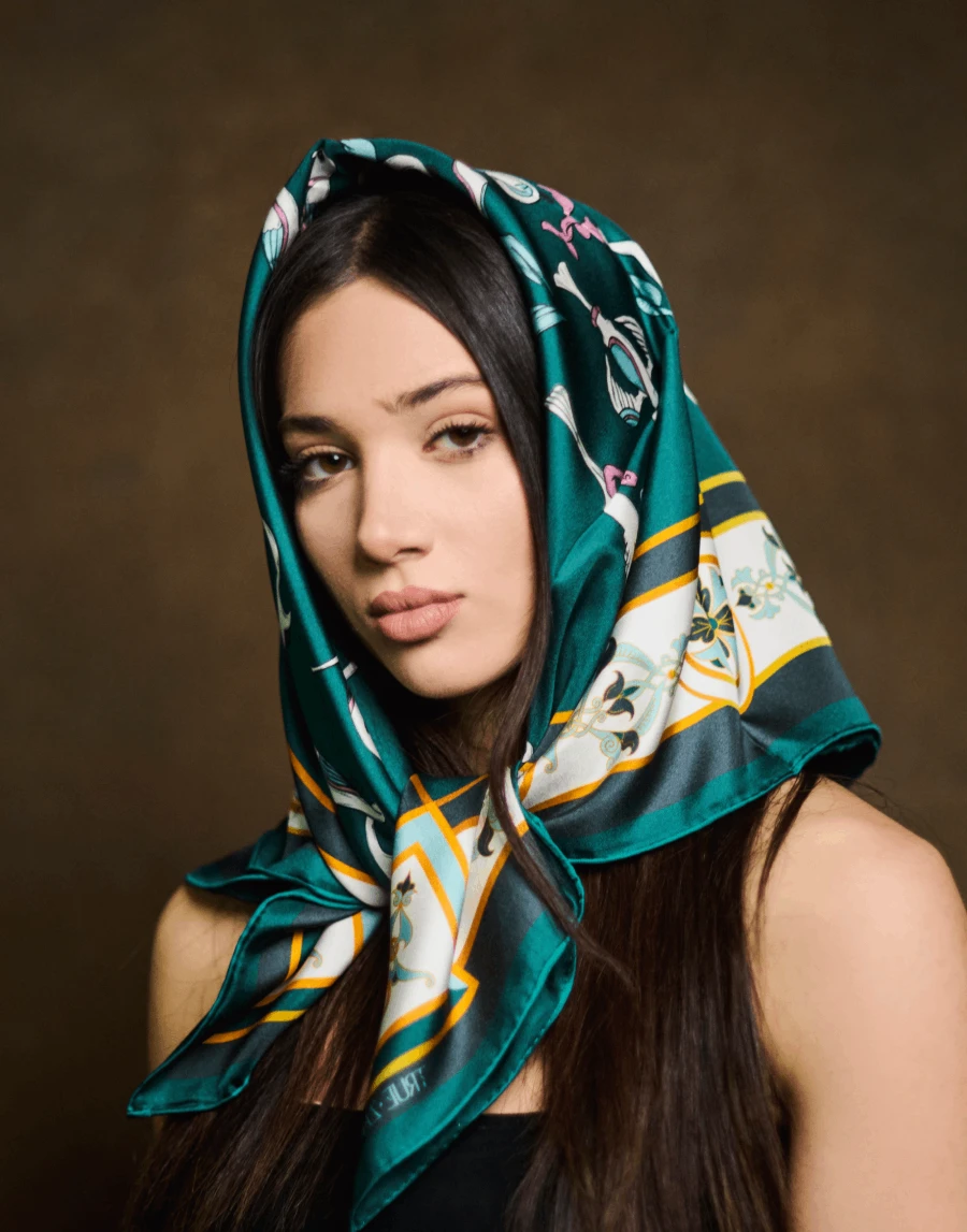 Մետաքսե շարֆ Մաշտոցյան զարդ կանաչ